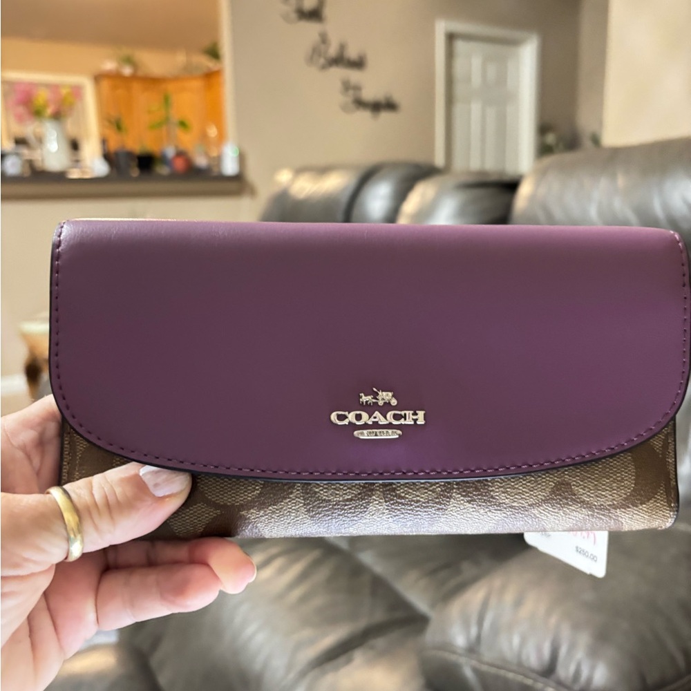 Coach Women's Purple and Brown Wallet